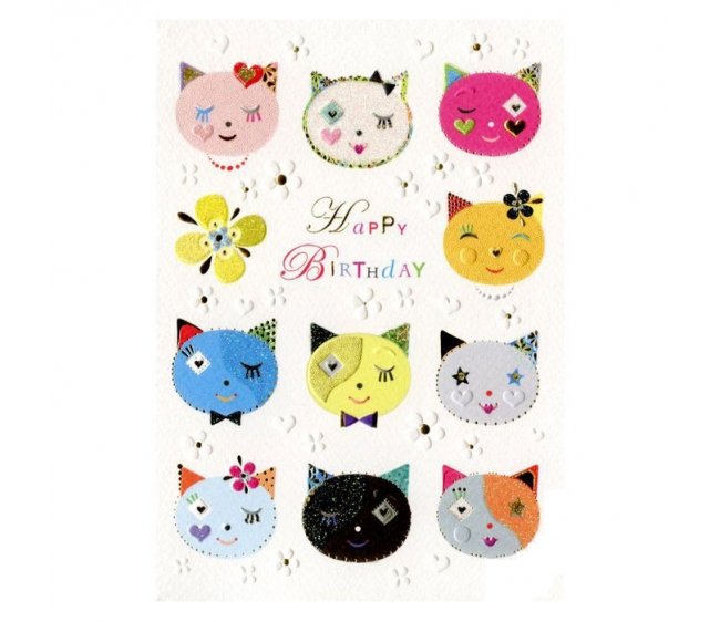 

Открытка Turnowsky Happy Birthday Кошки MO6608W1, Разноцветный