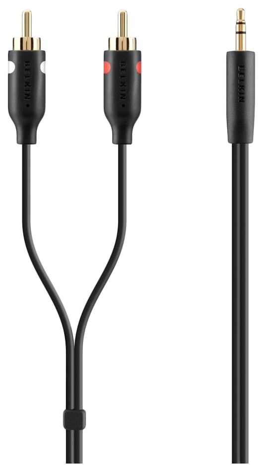 фото Кабель belkin 2rca - jack 3.5, 2м black (f3y116bt2m)