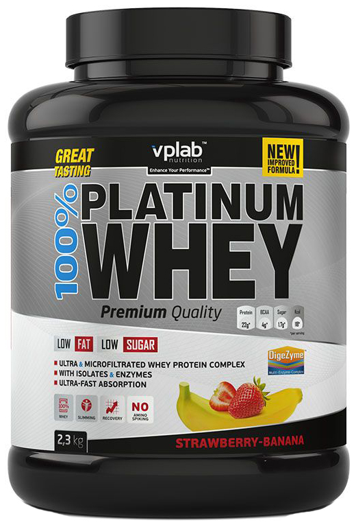 

Протеин VPLab 100% Platinum Whey, 2300 г, strawberry-banana, 100% Platinum Whey