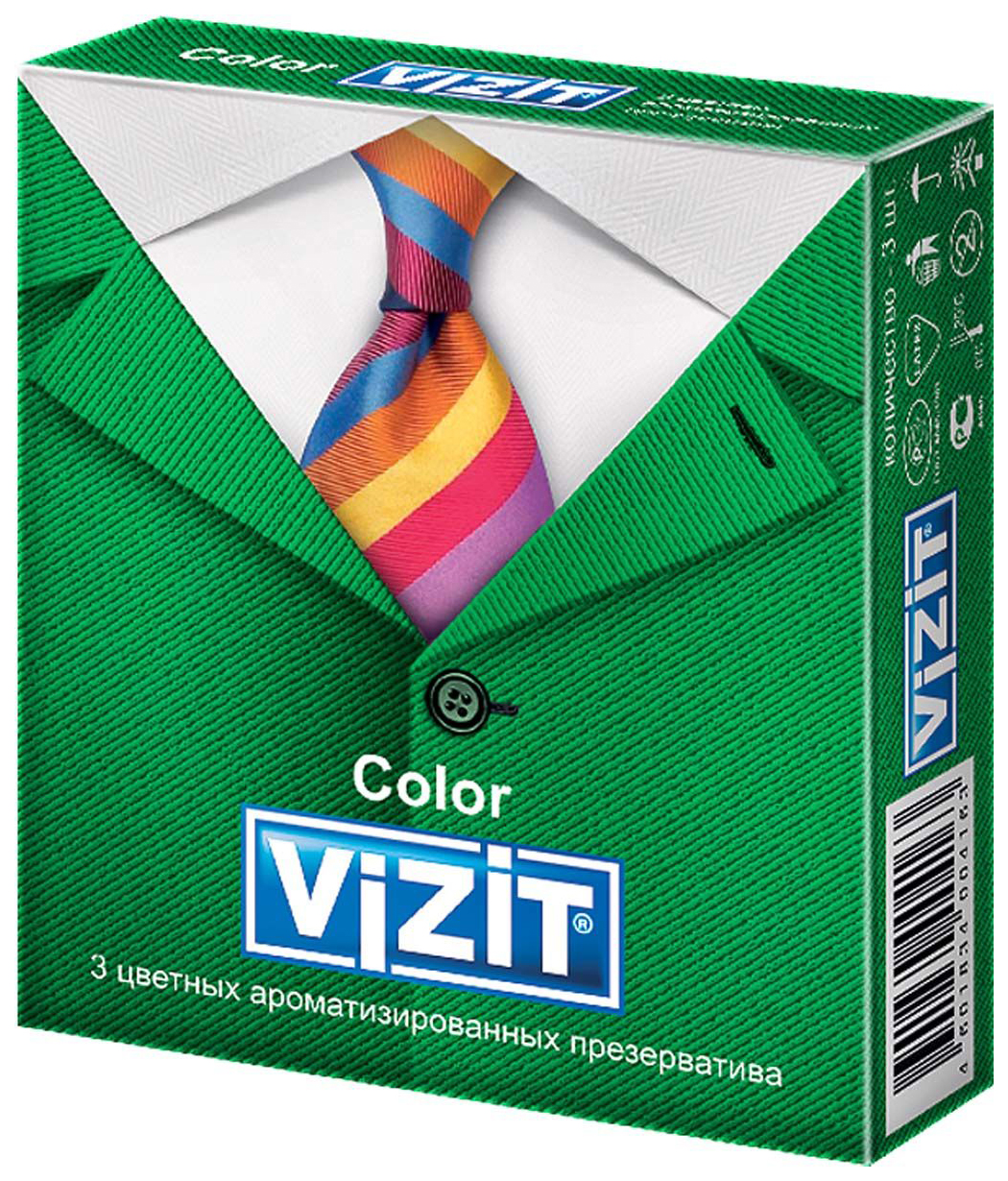 Презервативы Vizit Color ароматизированные 3 шт.  - купить со скидкой
