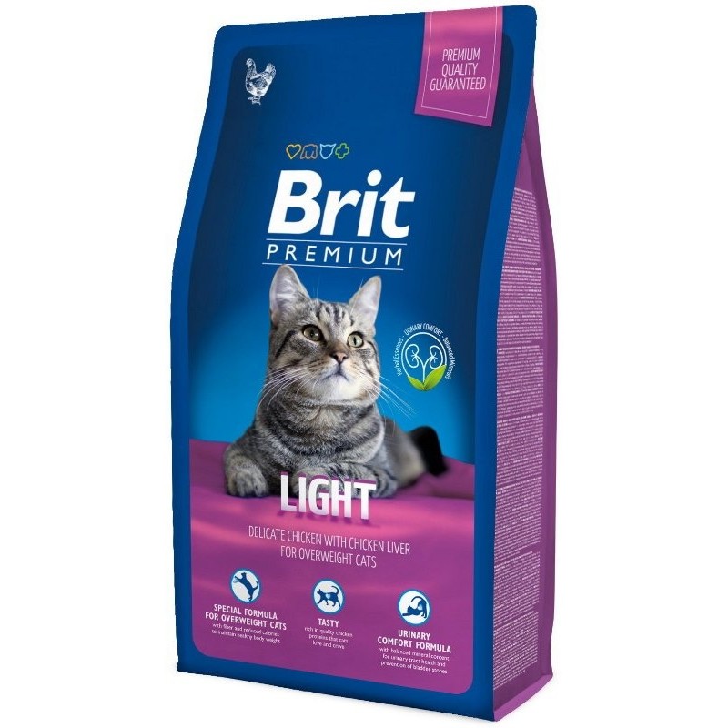 фото Сухой корм для кошек brit premium light, при ожирении, курица и печень, 0,3кг