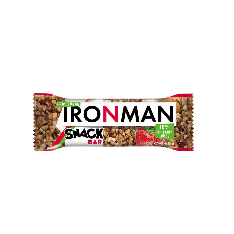 фото Батончик snack bar ironman клубника и темная глазурь без сахара 40 г