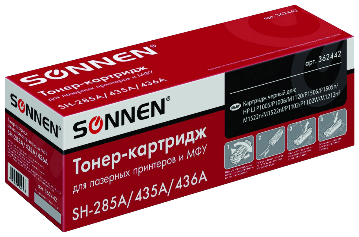 Картридж для лазерного принтера Sonnen SH-285A/435A/436A, черный