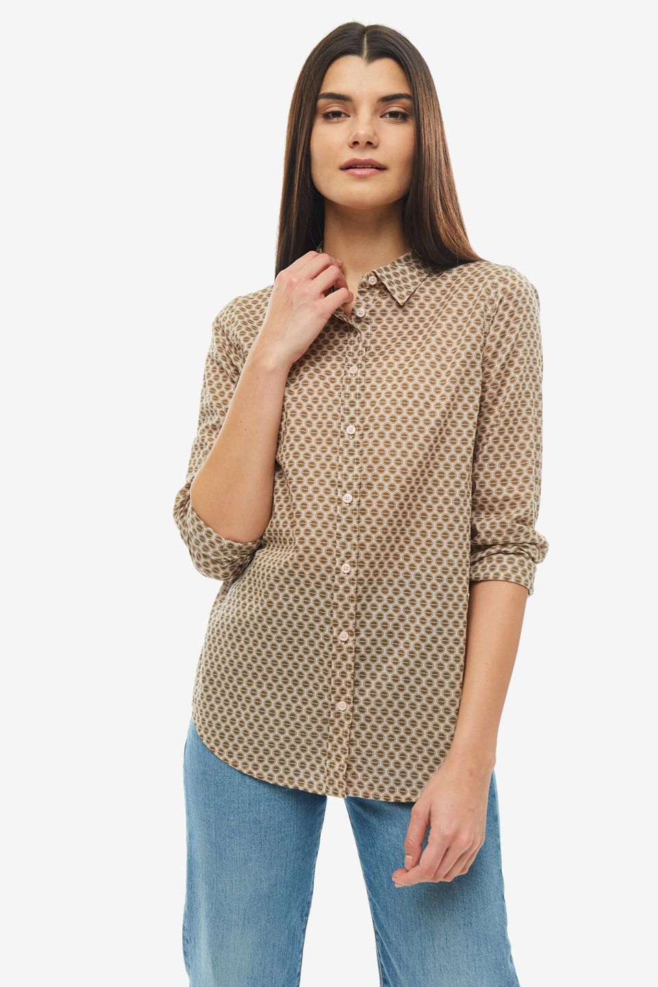 

Рубашка женская United Colors of Benetton 5HJ55Q8U4_69B коричневая S, Коричневый, 5HJ55Q8U4_69B