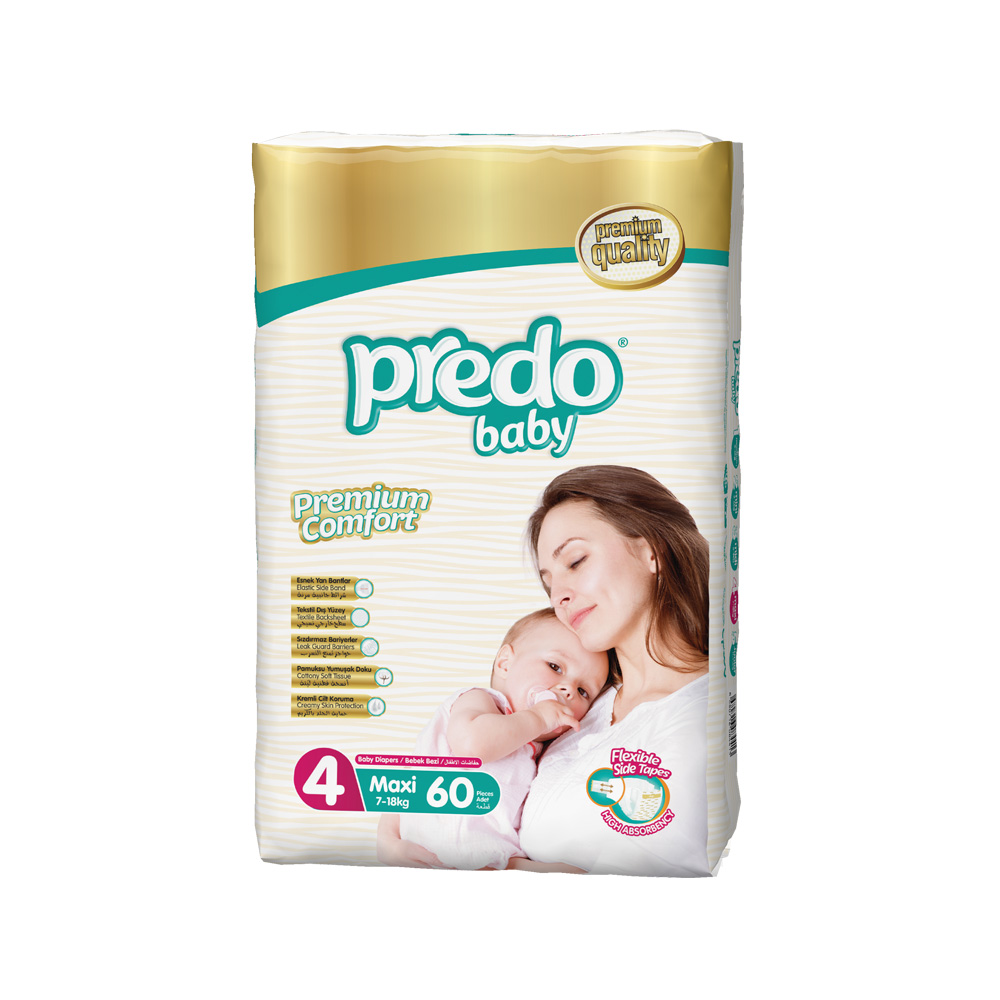 Подгузники Predo Baby Maxi №4 Гигантская пачка 60 шт. 7-18 кг