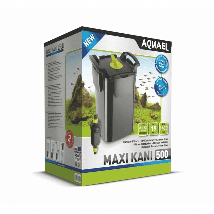 

Фильтр для аквариума внешний Aquael Maxi Kani 500, 1400 л/ч, 19 Вт, Черный, l Maxi Kani 500