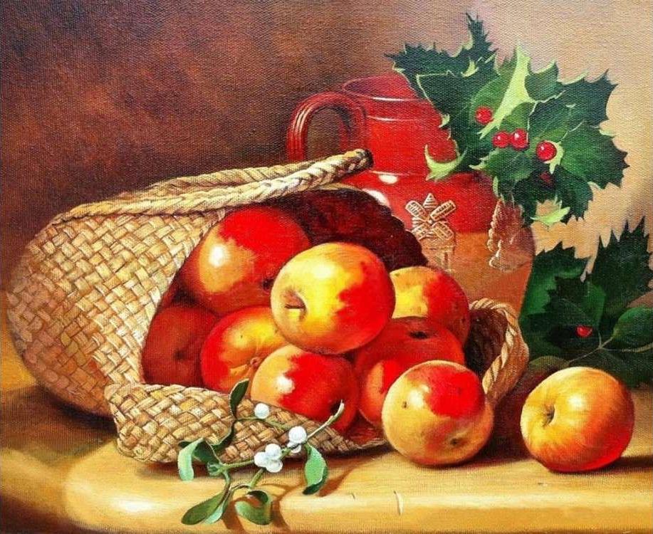 

Алмазная вышивка Color KIT Лукошко с яблоками, 40x50 см, Лукошко с яблоками
