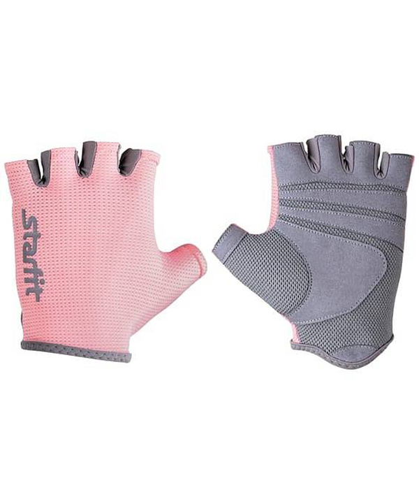 фото Перчатки для тяжелой атлетики starfit su-127, розовый/серый, m