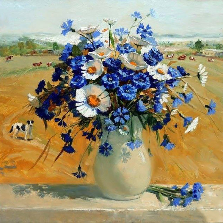 

Картина по номерам Molly Ромашки с васильками, 30x30, Ромашки с васильками