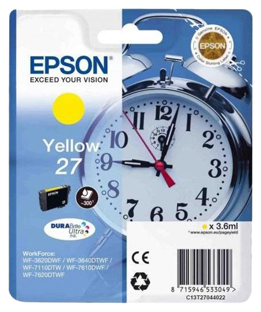 Картридж для струйного принтера Epson T2702 (C13T27044022) желтый, оригинал