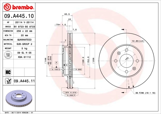 фото Тормозной диск brembo 09a44510