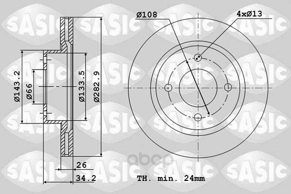 

Тормозной диск SASIC для Citroen Berlingo esp, C5, C4/Peugeot 207 05, 307 05 2464W24J