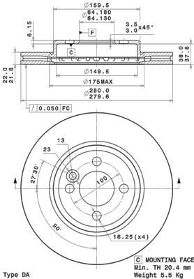 фото Тормозной диск brembo 09.a761.11