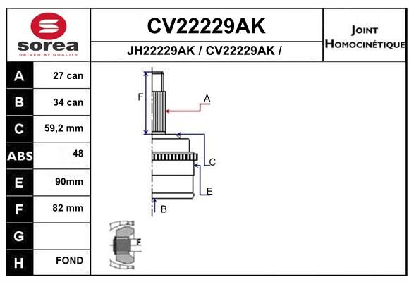

Шрус EAI CV22229AK