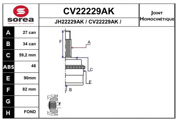 Шрус EAI CV22229AK