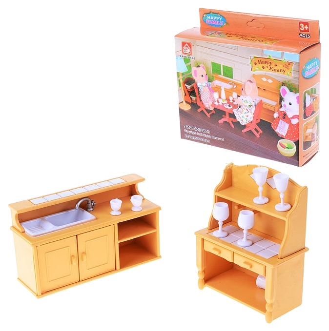 

Мебель для кукол Junfa toys для столовой Happy Family, Бежевый;голубой