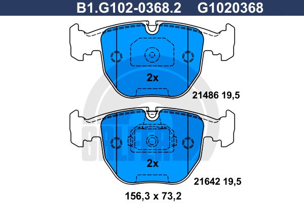 

Комплект тормозных дисковых колодок GALFER B1.G102-0368.2