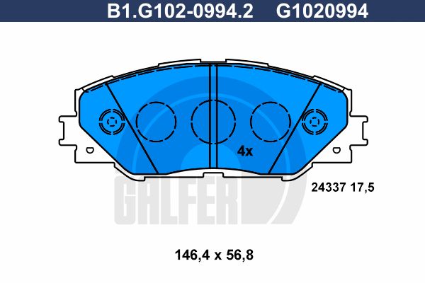 

Комплект тормозных дисковых колодок GALFER B1.G102-0994.2