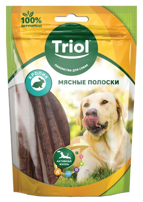 фото Лакомство для собак triol, мясные полоски из кролика, 70г