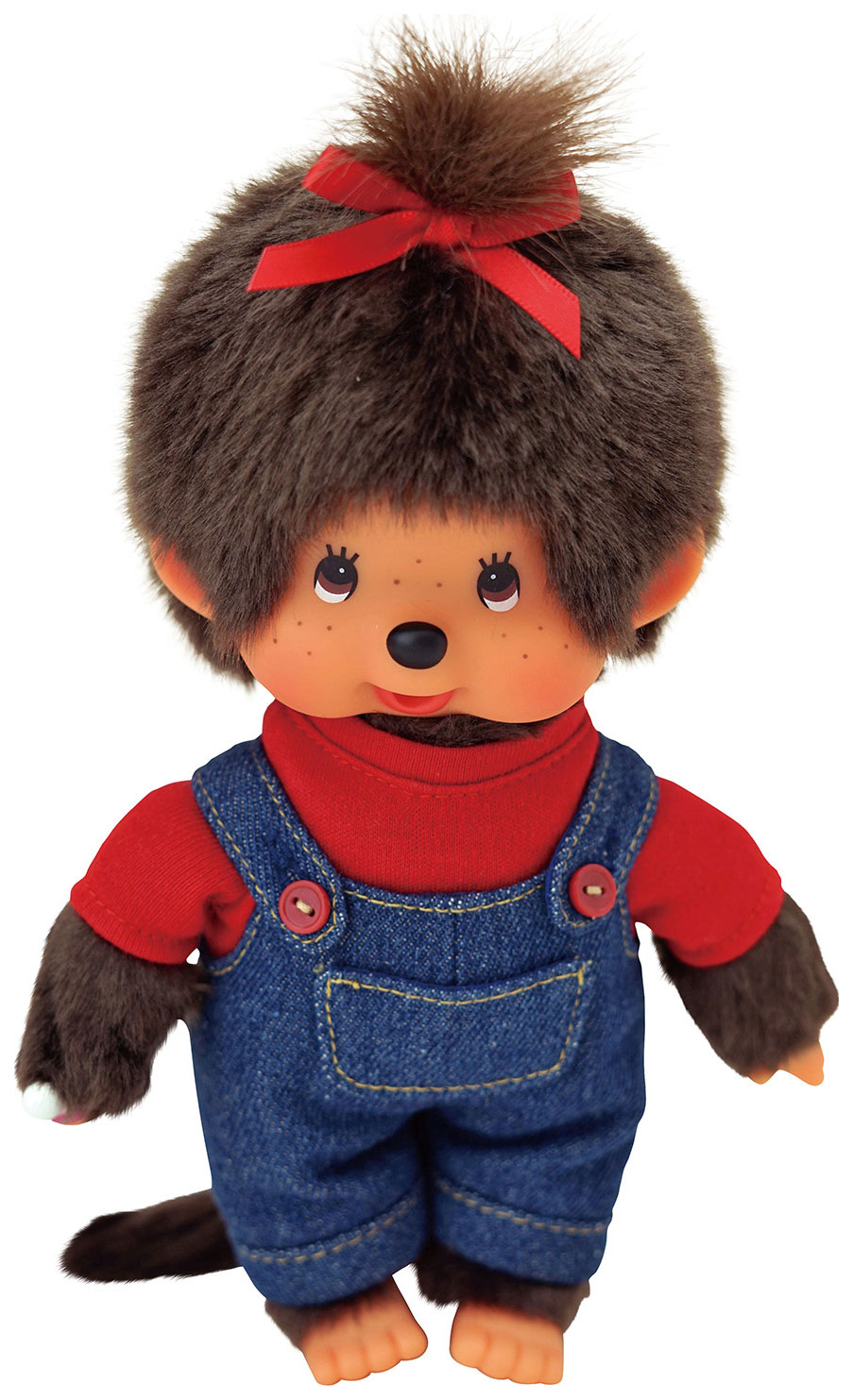 фото Мягкая игрушка monchhichi девочка в комбинезоне и красной футболке 20 см
