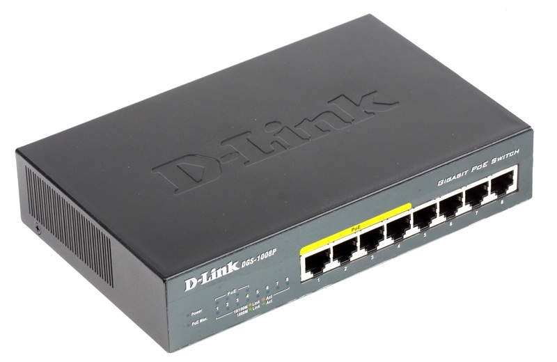 

Коммутатор D-Link DGS-1008P/C1A Black, DGS-1008P