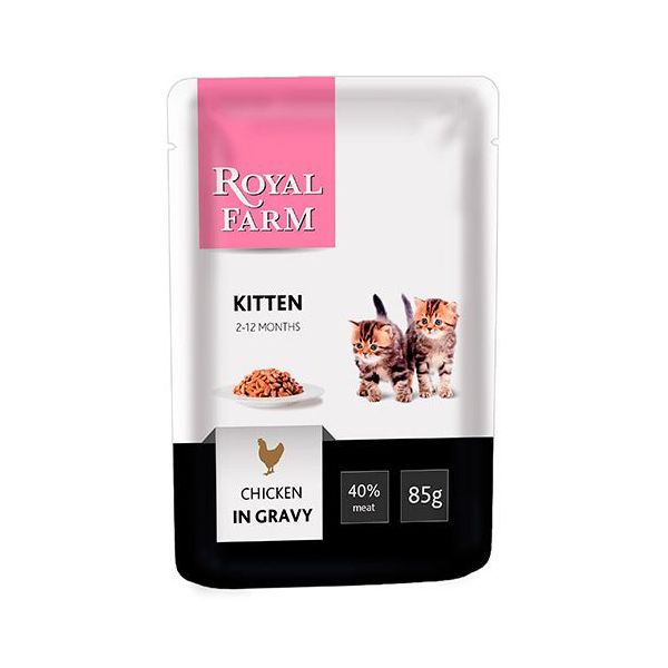 фото Влажный корм для котят royal farm kitten, курица в соусе, 85г