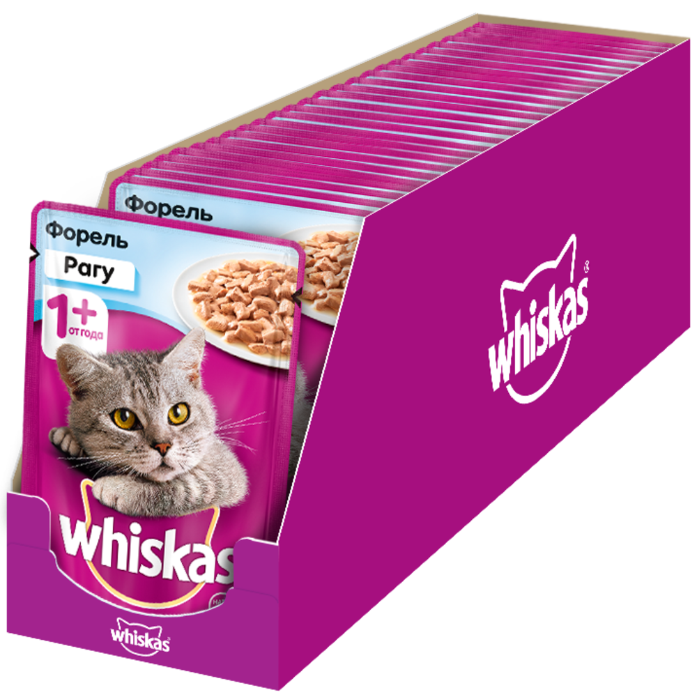 фото Влажный корм для кошек whiskas рагу с форелью, 28 шт по 85г