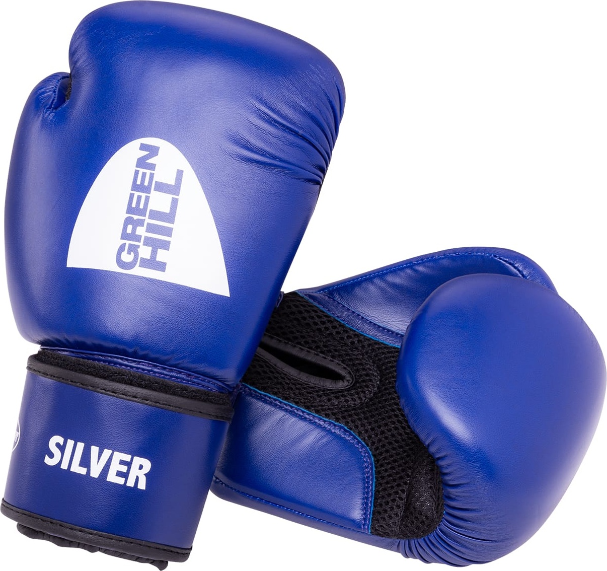фото Боксерские перчатки green hill silver синие 10 унций