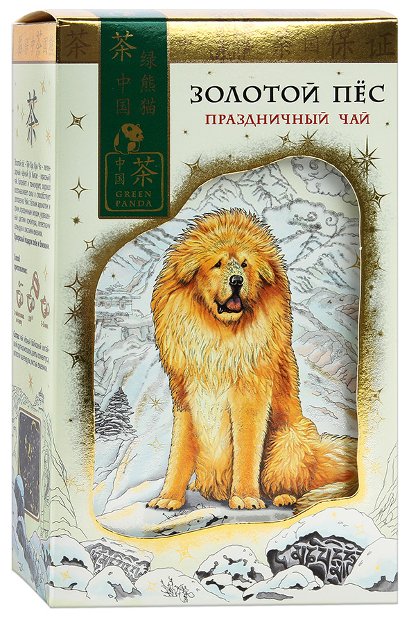 Чай черный Зеленая Панда праздничный золотой пес крупнолистовой 100 г