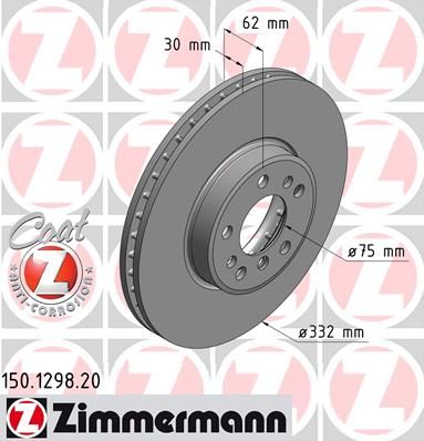 фото Тормозной диск zimmermann 150.1298.20