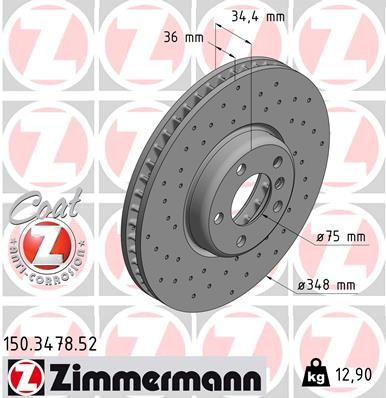 фото Тормозной диск zimmermann 150.3478.52