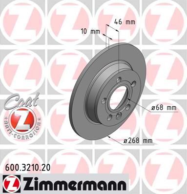 фото Тормозной диск zimmermann 600.3210.20