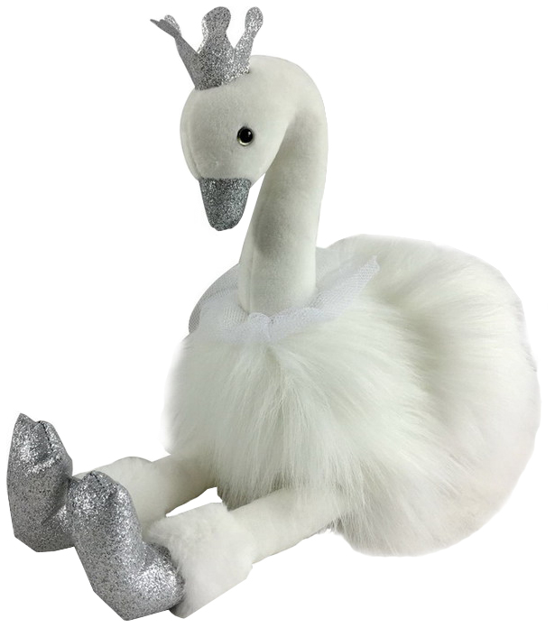 Мягкая игрушка Chuzhou Greenery Лебедь белый с серебряными лапками и клювом M089