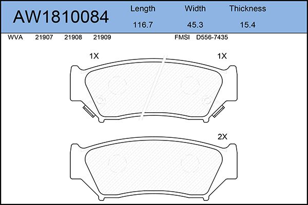 фото Комплект тормозных колодок, дисковый тормоз aywiparts aw1810084