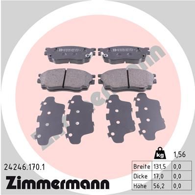 фото Комплект тормозных колодок, дисковый тормоз zimmermann 24246.170.1