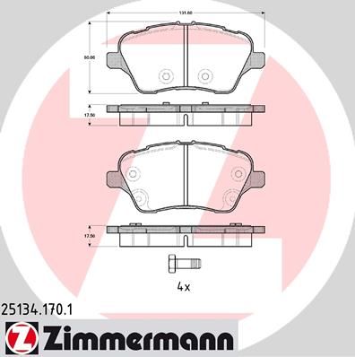 

Тормозные колодки ZIMMERMANN дисковые 25134.170.1