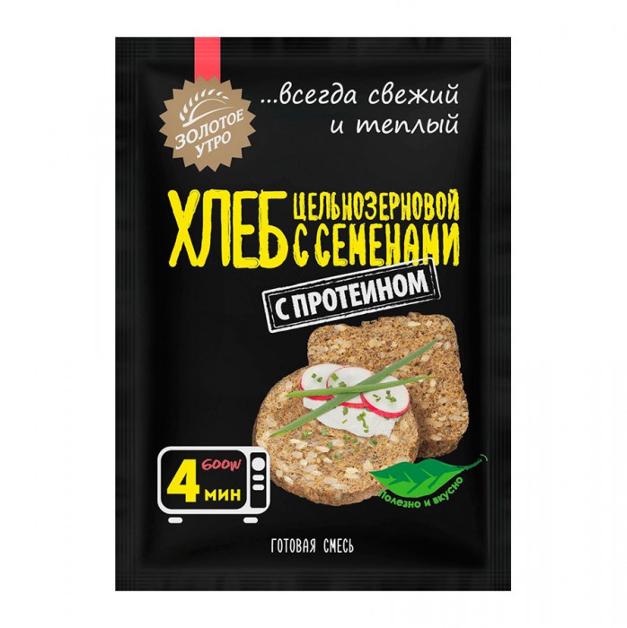 Хлеб в микроволновке цельнозерновой с семенами с протеином за 4 минуты С.Пудовъ
