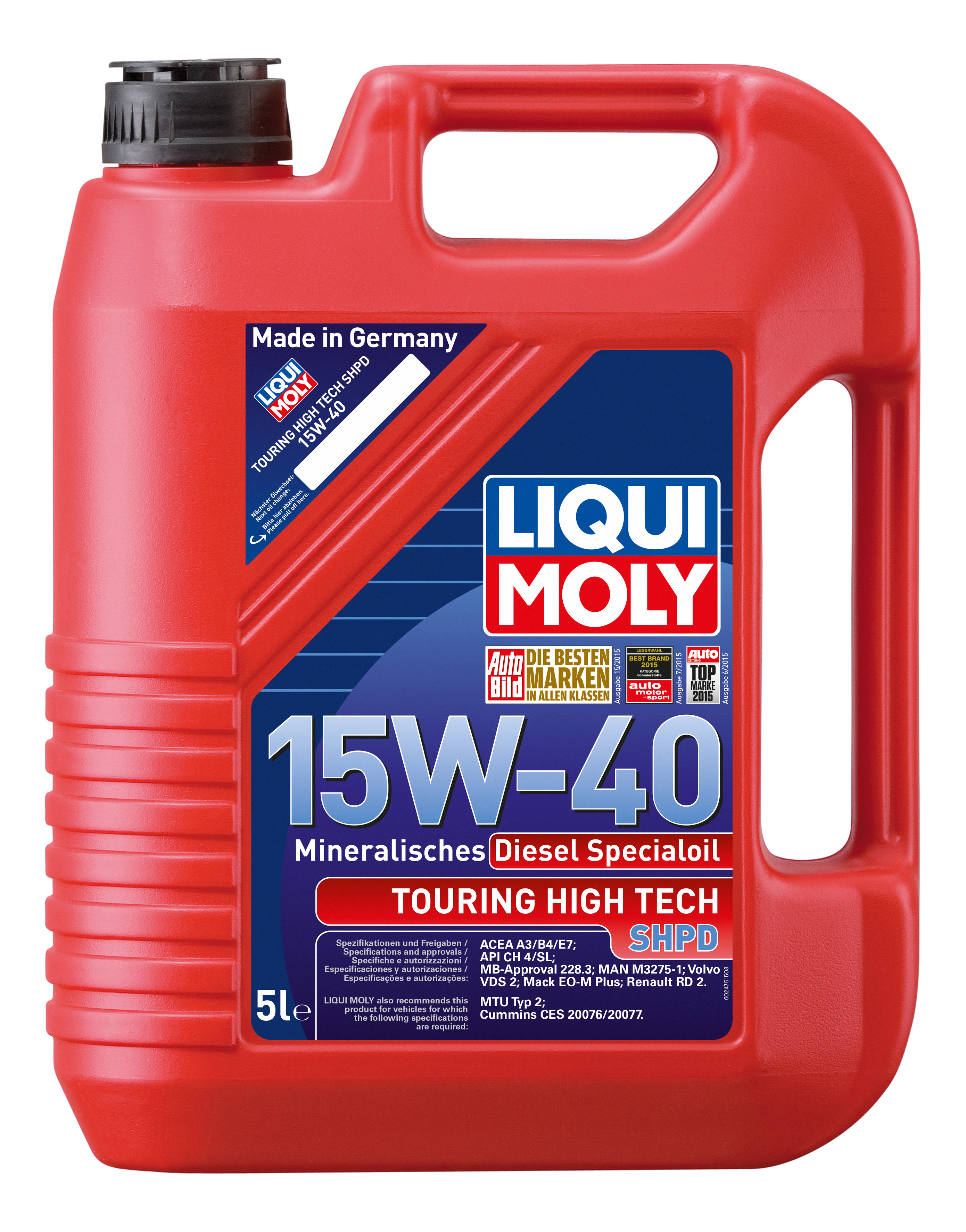 фото Моторное масло liqui moly touring high tech shpd 15w-40 5л