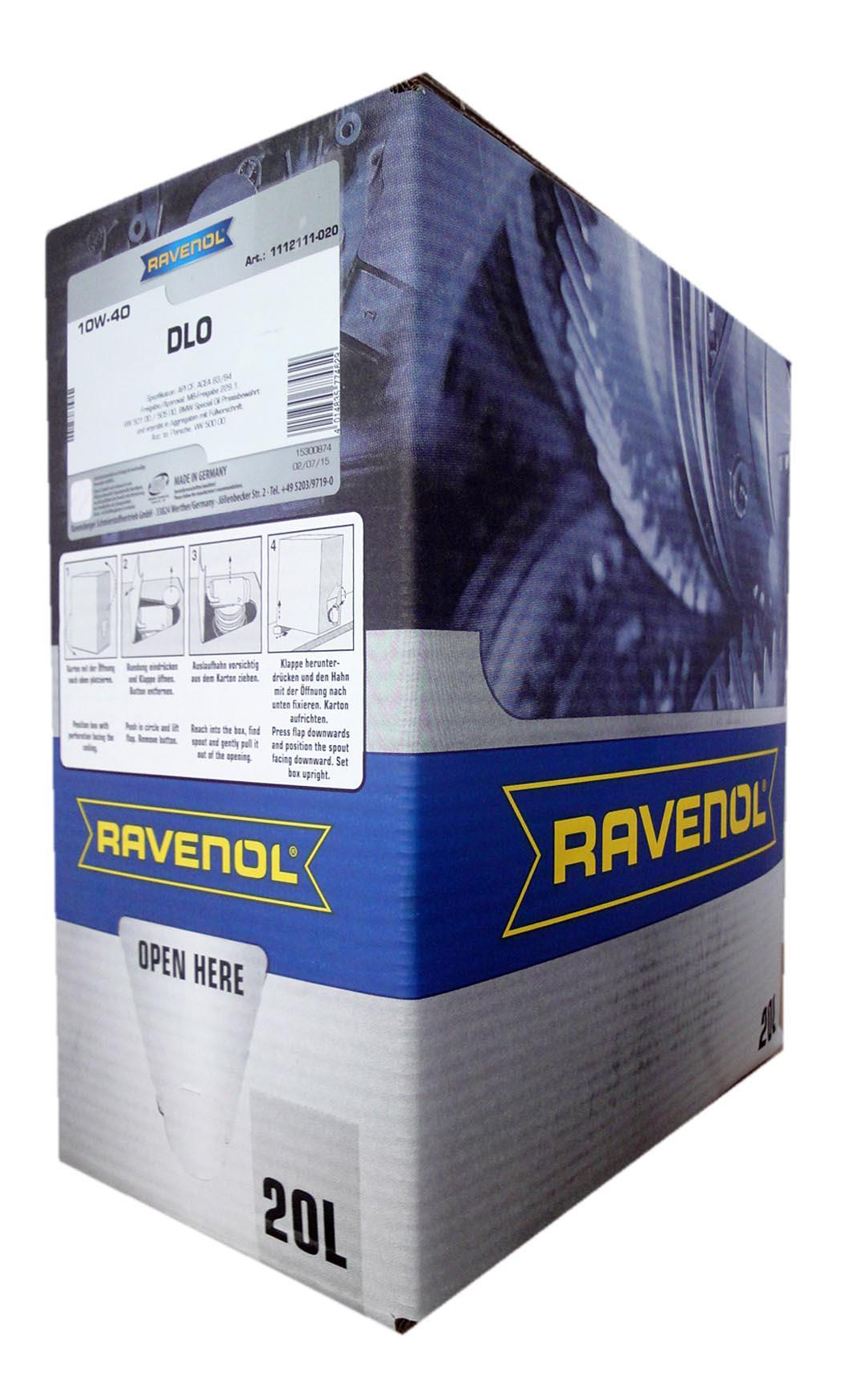 фото Моторное масло ravenol dlo sae 10w-40 20л