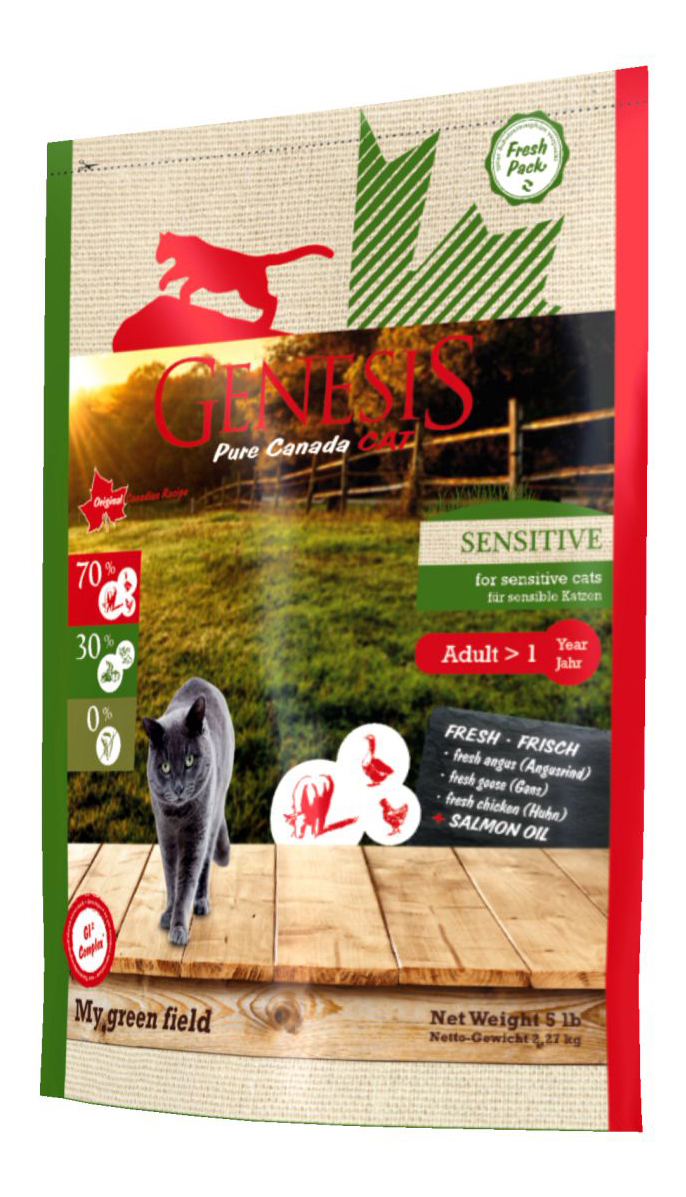 Сухой корм для кошек Genesis Pure Canada My Green Field Sensitive, мясо, птица, 2,2кг