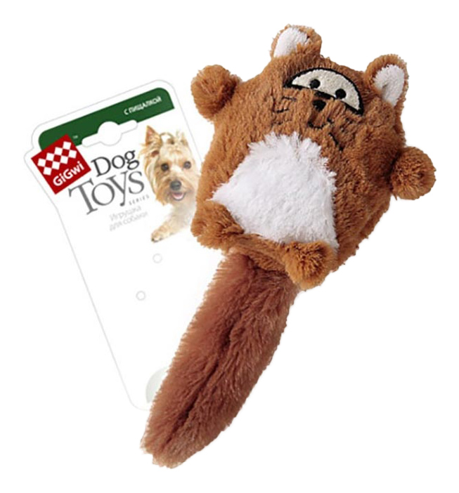 фото Мягкая игрушка для собак gigwi лиса с большой пищалкой, длина 18 см