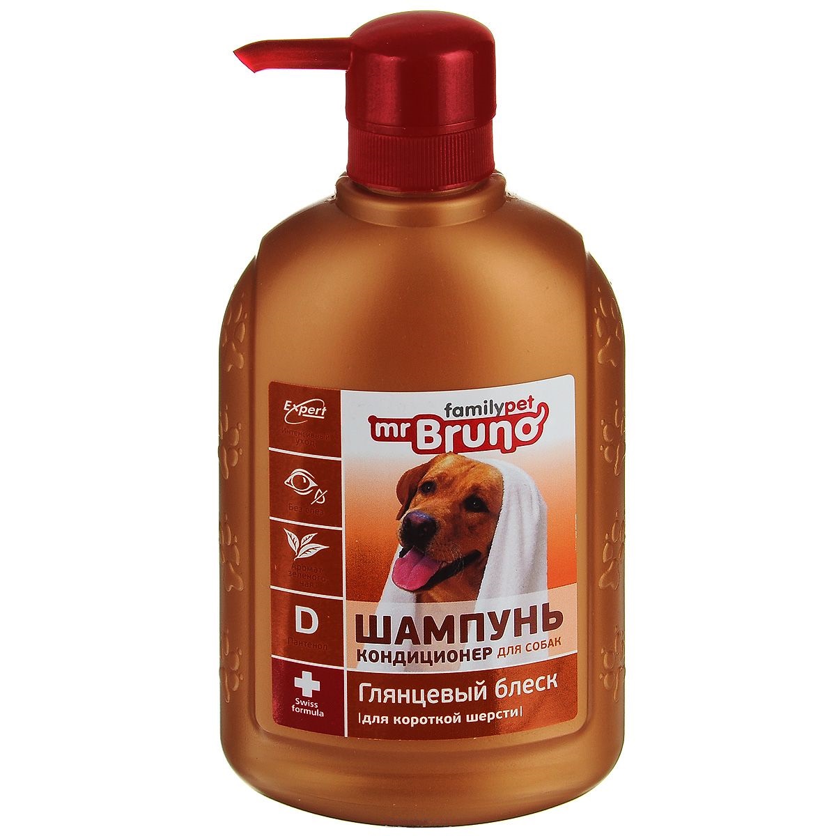 фото Шампунь-бальзам для собак mr.bruno №1 глянцевый блеск, для короткой шерсти, 350 мл