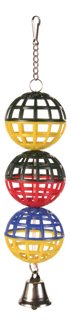 фото Подвеска для птиц trixie, 3 пластиковых шара с колокольчиком, 16см