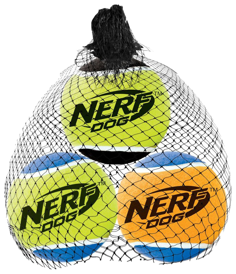 

Апорт для собак NERF Мяч теннисный пищащий, длина 6 см, 3 шт, Мяч теннисный с пищалкой для бластера 6 см, 3 шт.