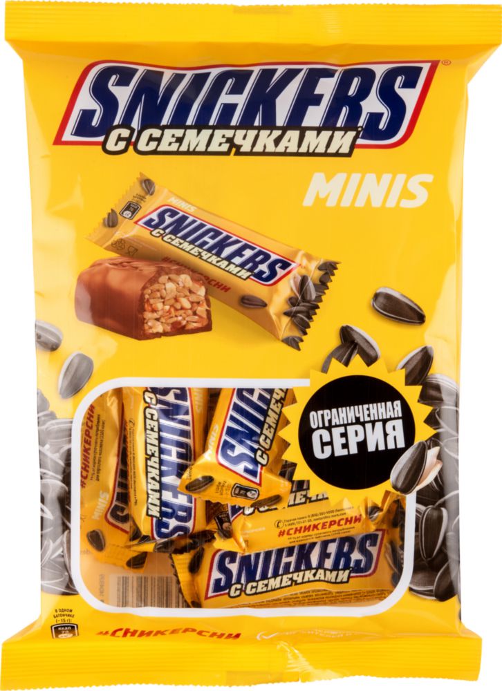 

Батончики с семечками Snickers minis 180 г
