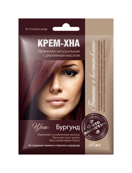 Купить Краска для волос Фитокосметик Крем-хна Бургунд 50 мл