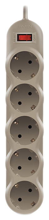 

Сетевой фильтр Sven SF-05L, 5 розеток, 3 м, Grey, SF-05L