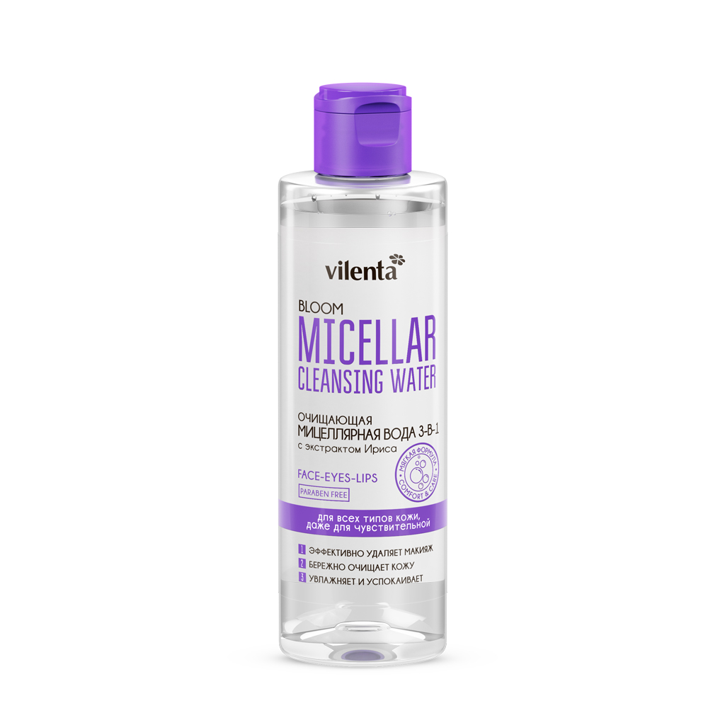 Купить Очищающая мицеллярная вода 3-в-1 VILENTA BLOOM с экстрактом Ириса, 200 мл, Мицеллярная вода для снятия макияжа Bloom