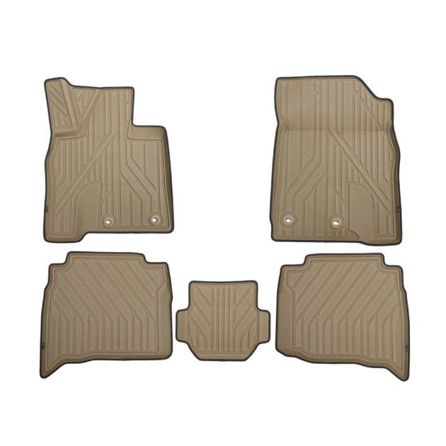 

Коврики KVEST 3D в салон TOYOTA Camry, 2011-2017, XV50, 5 шт. (полистар, бежевый, серый)