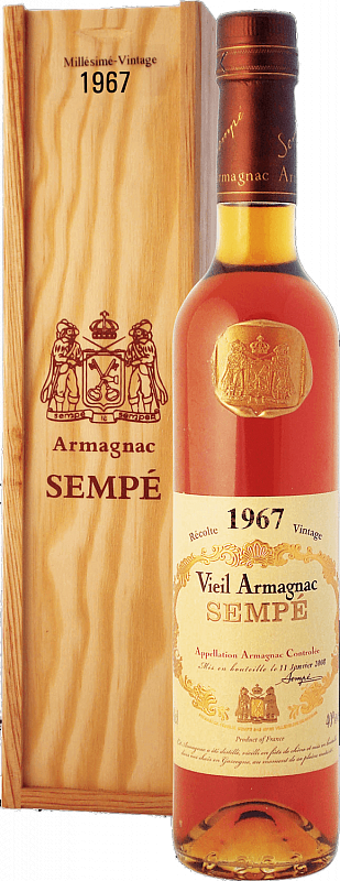 Арманьяк Sempe Vieil, Armagnac AOC , 40 %, 700 мл, 1967г, gift box Франция